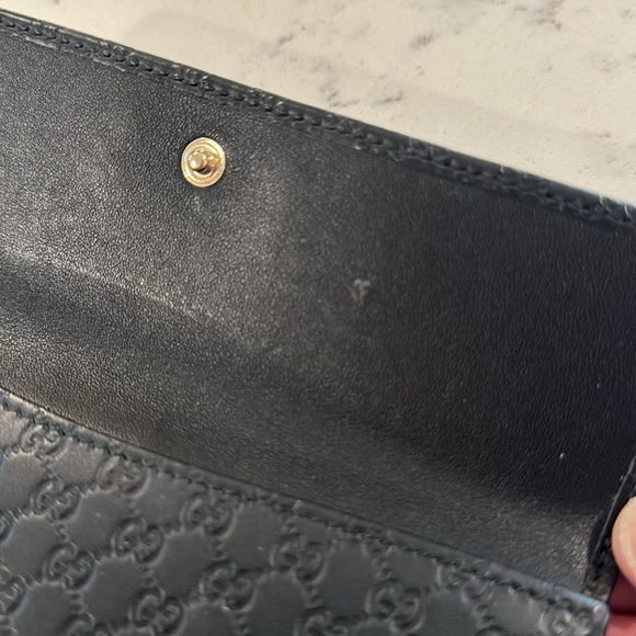 GUCCI Long Bi-fold Wallet Micro Guccissima Black Leather 449393 GG TT-13261 - Picture 4 of 6